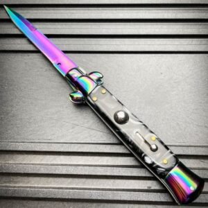 8,75 Zoll langes italienisches Taschenmesser mit Stiletto-Schalterklinge – Bild 3